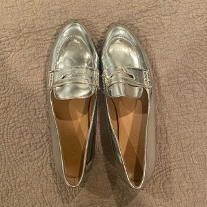 J Crew silver Loafer shoe. Size 7